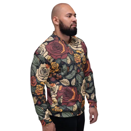 Midnight Rose Garden on a Bomber Jacket