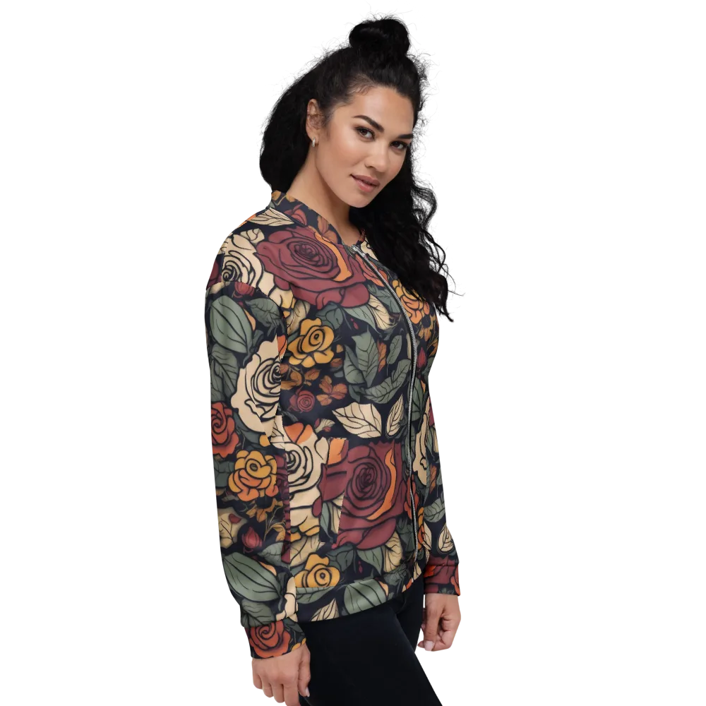 Midnight Rose Garden on Bomber Jacket — Right