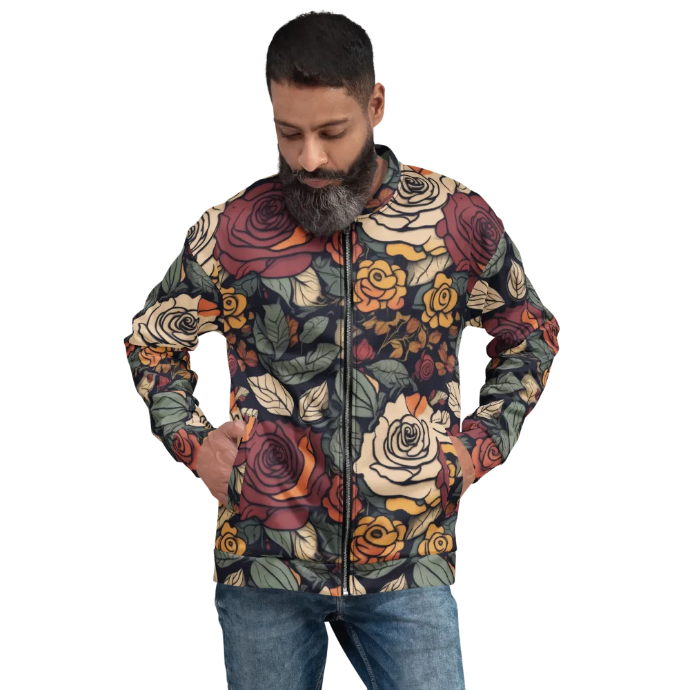 Midnight Rose Garden on Bomber Jacket — Front
