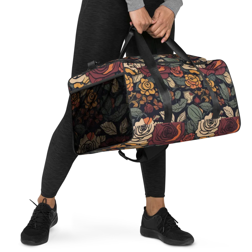Midnight Rose Garden on Duffle Bag — Right Front