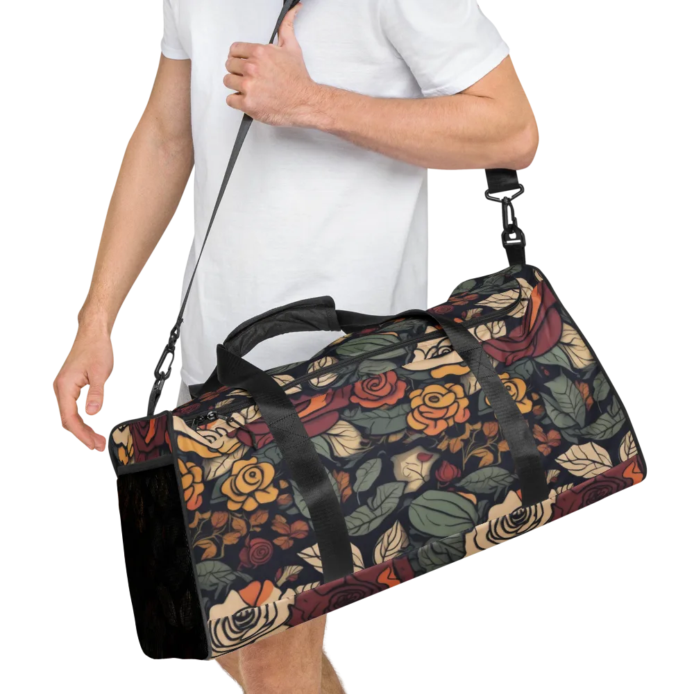 Midnight Rose Garden on Duffle Bag — Right Front