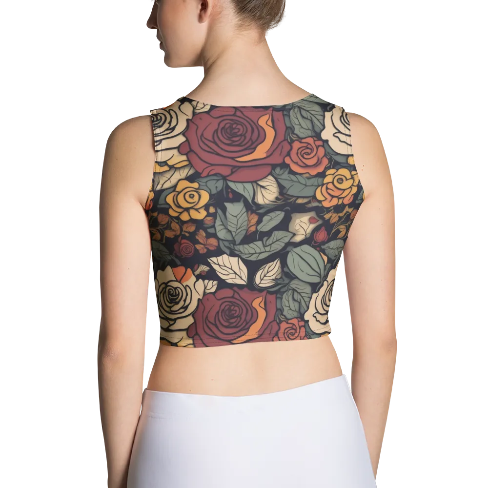 Midnight Rose Garden on Crop Top — Back