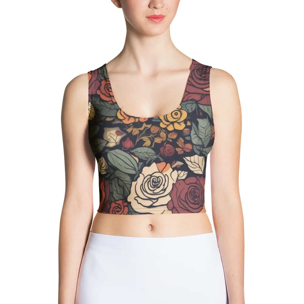 Midnight Rose Garden on Crop Top — Front