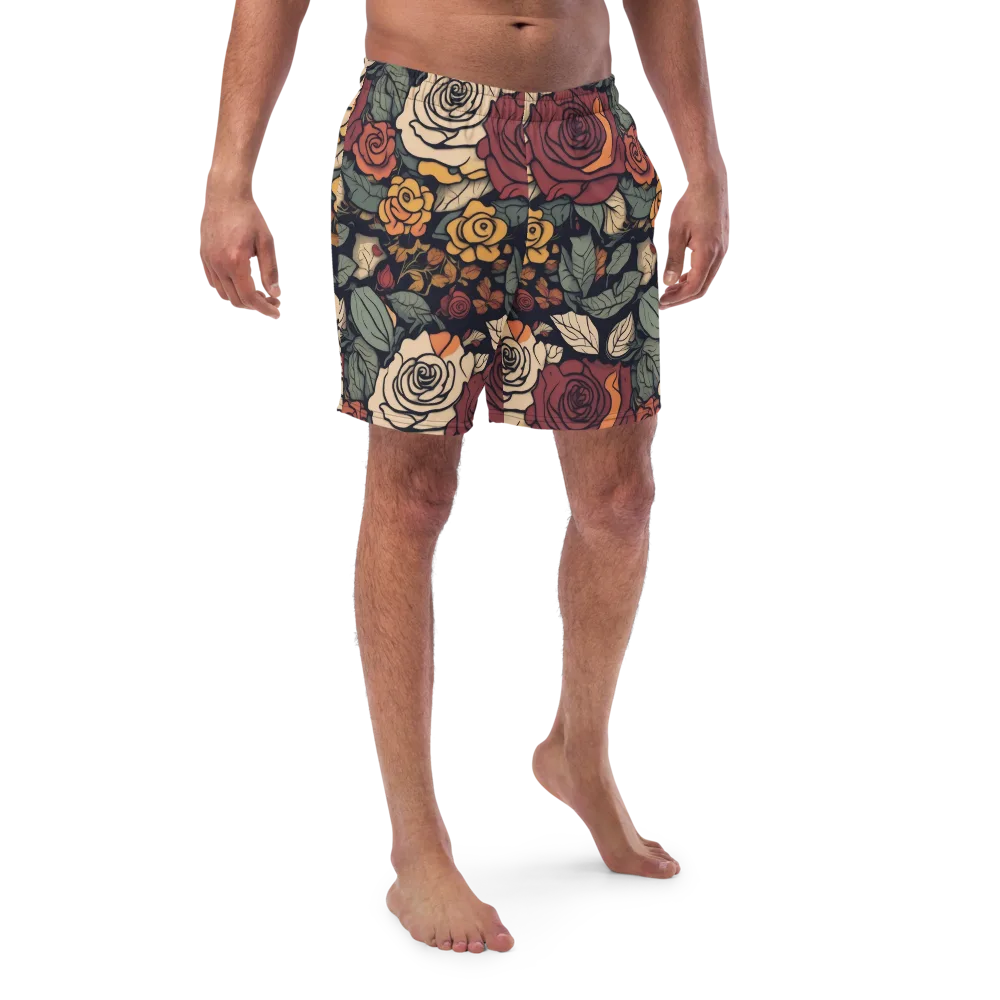 Midnight Rose Garden on Swim Trunks — Front