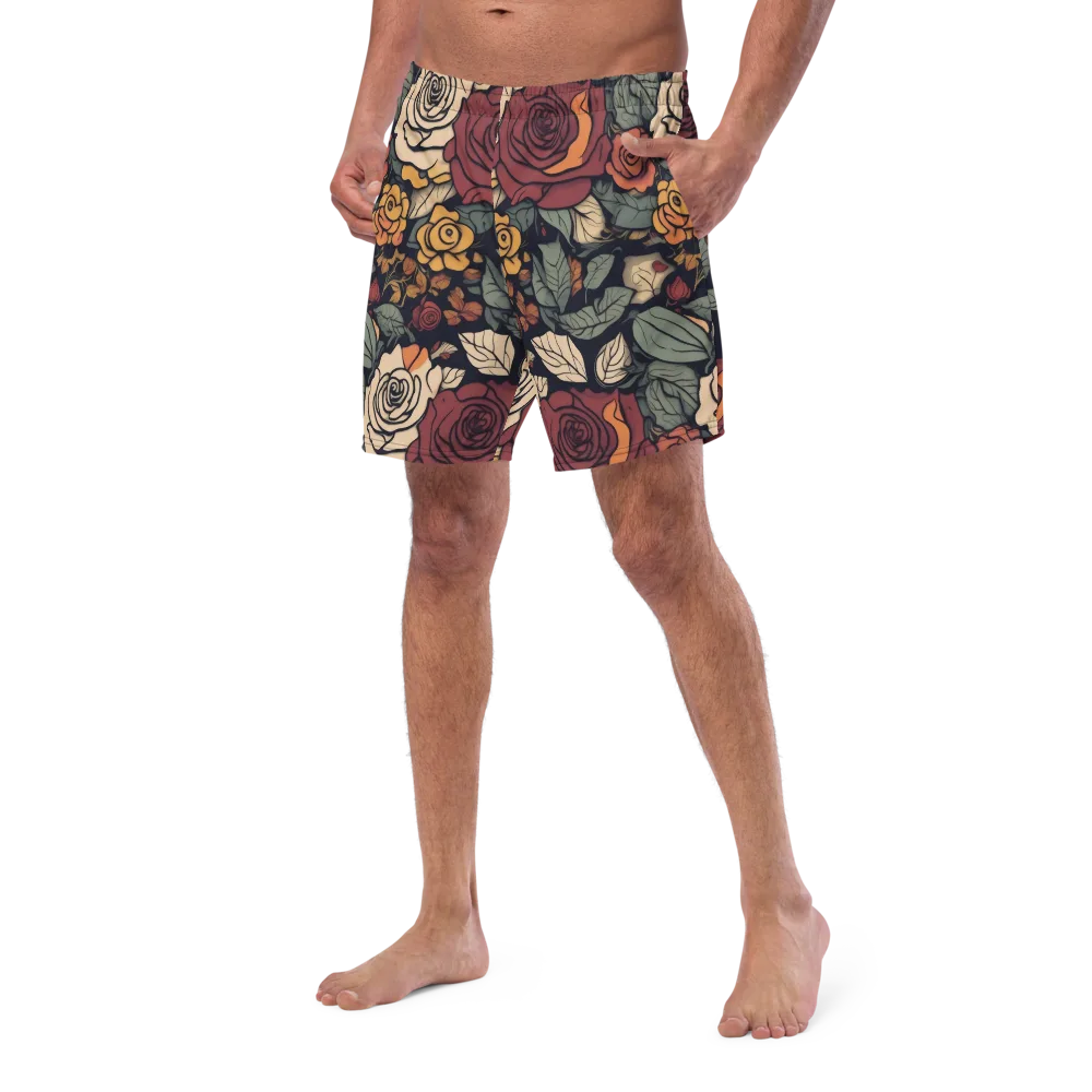Midnight Rose Garden on Swim Trunks — Left Front