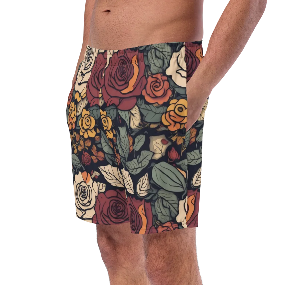 Midnight Rose Garden on Swim Trunks — Left Front