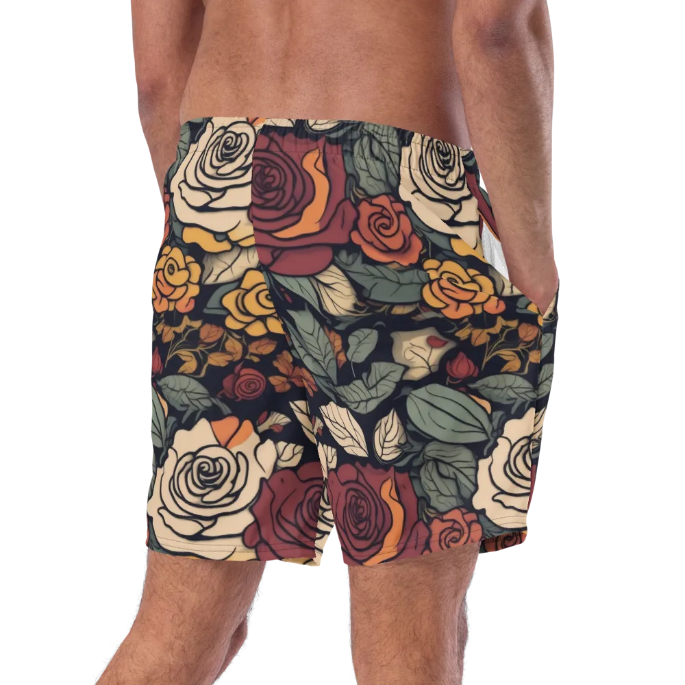 Midnight Rose Garden on Swim Trunks — Right Back