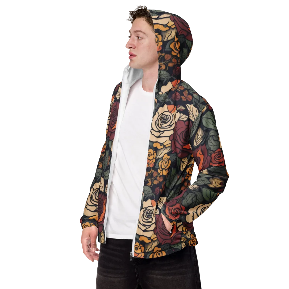 Midnight Rose Garden on Men's Windbreaker — Left Front
