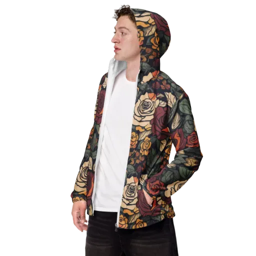 Midnight Rose Garden on a Men's Windbreaker