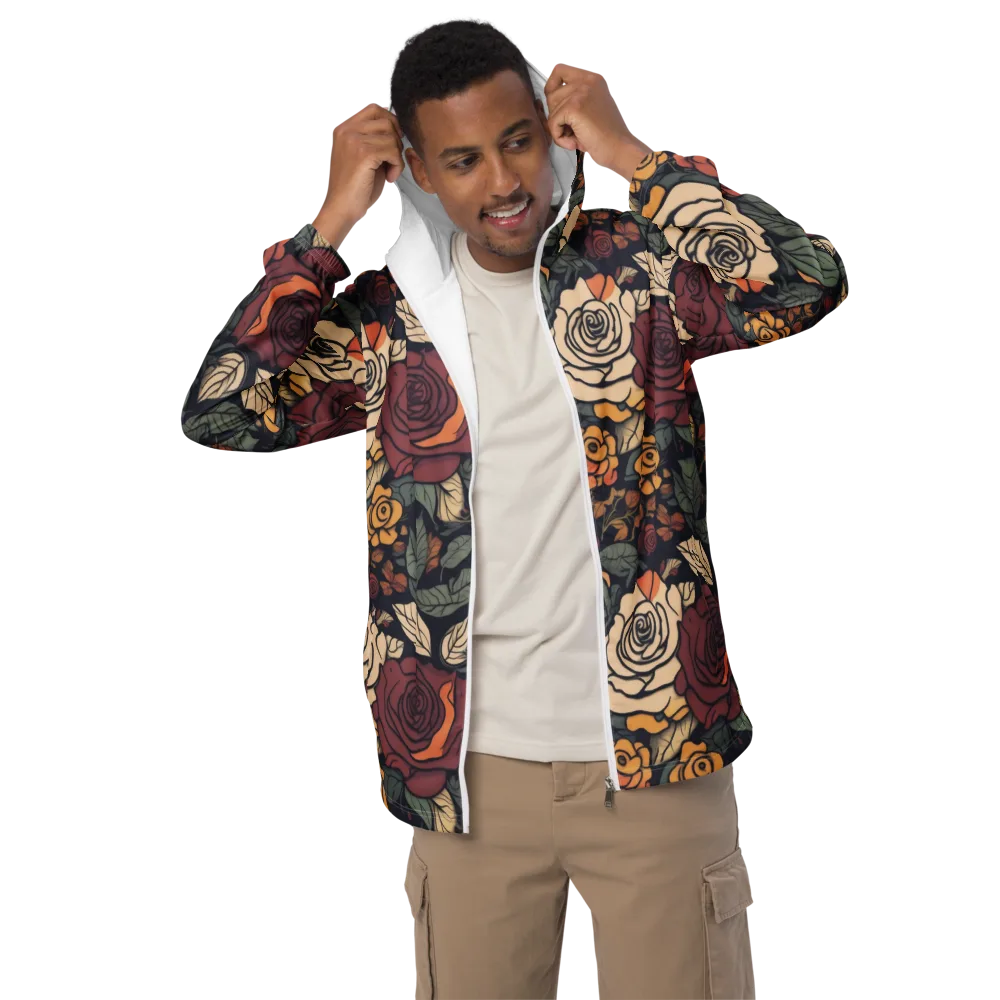 Midnight Rose Garden on Men's Windbreaker — Front