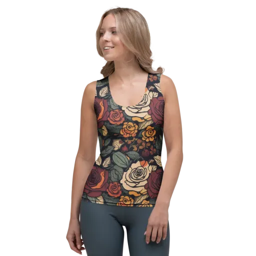 Midnight Rose Garden on a Women's Tank Top