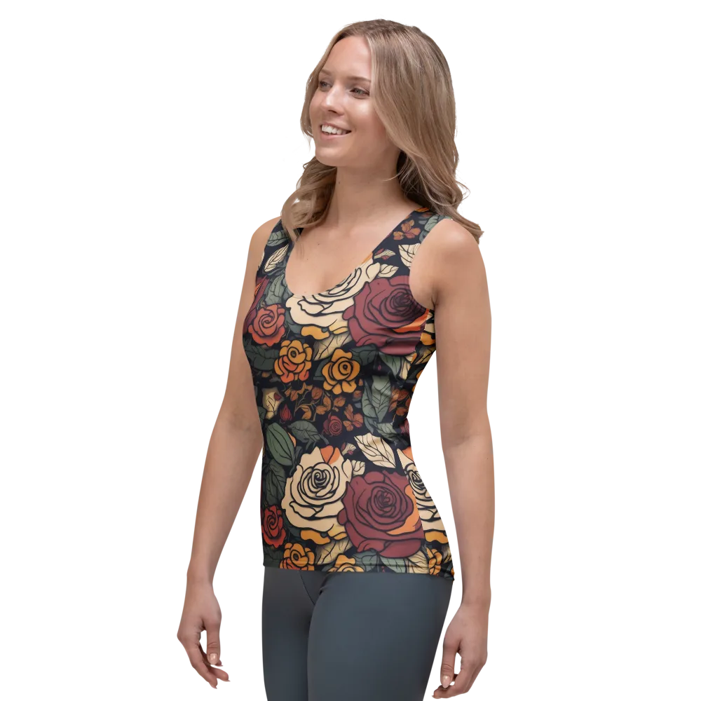 Midnight Rose Garden on Women's Tank Top — Left Front