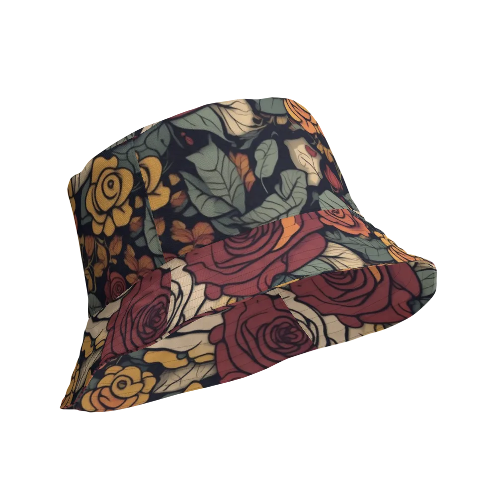 Midnight Rose Garden on Reversible Bucket Hat — Product details Outside