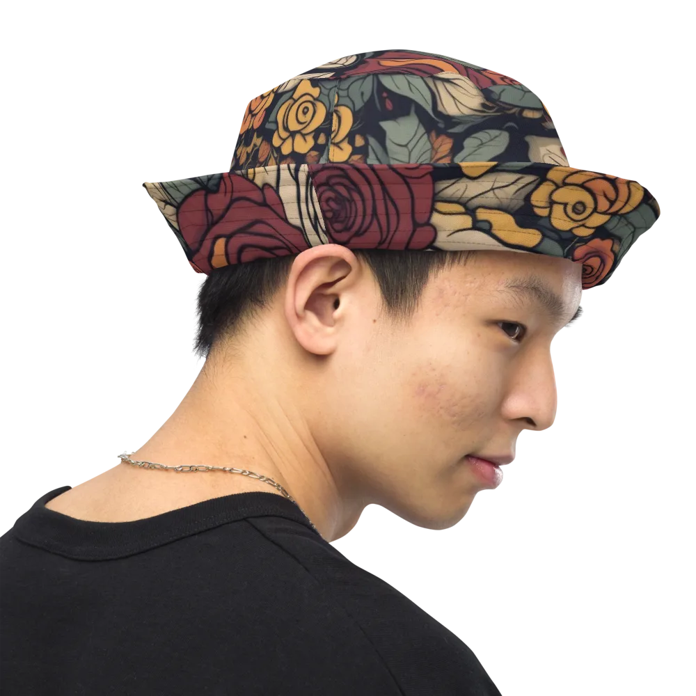 Midnight Rose Garden on Reversible Bucket Hat — Right Outside