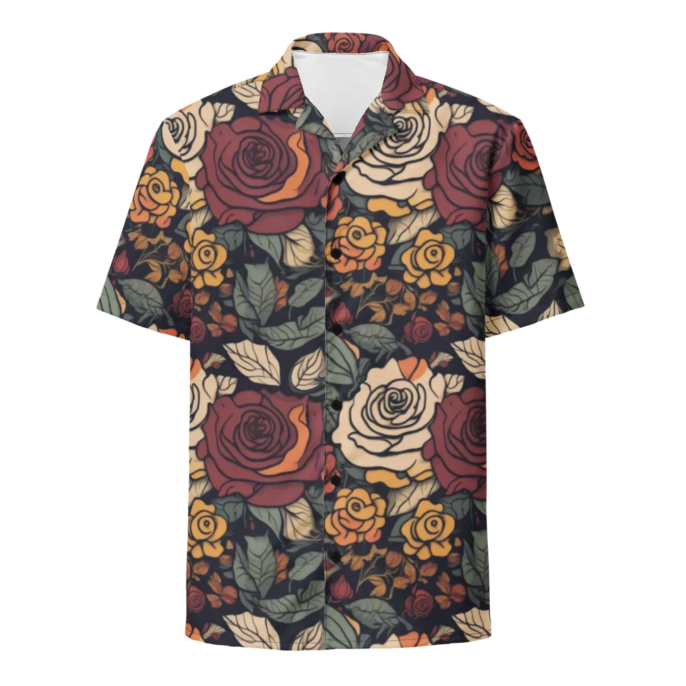 Midnight Rose Garden on Button Shirt — Front