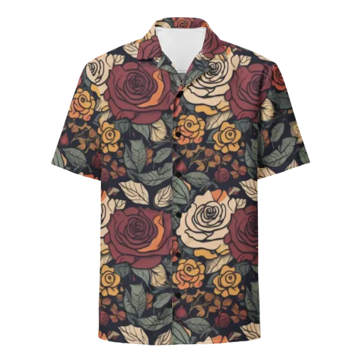 Midnight Rose Garden on a Button Shirt