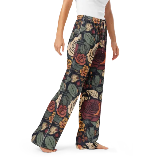 Midnight Rose Garden on a Women's Pajama Pants