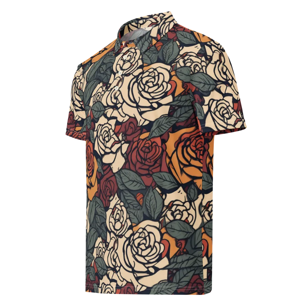 Nightshade Roses on Men's Slim Fit Polo Shirt — Left Front