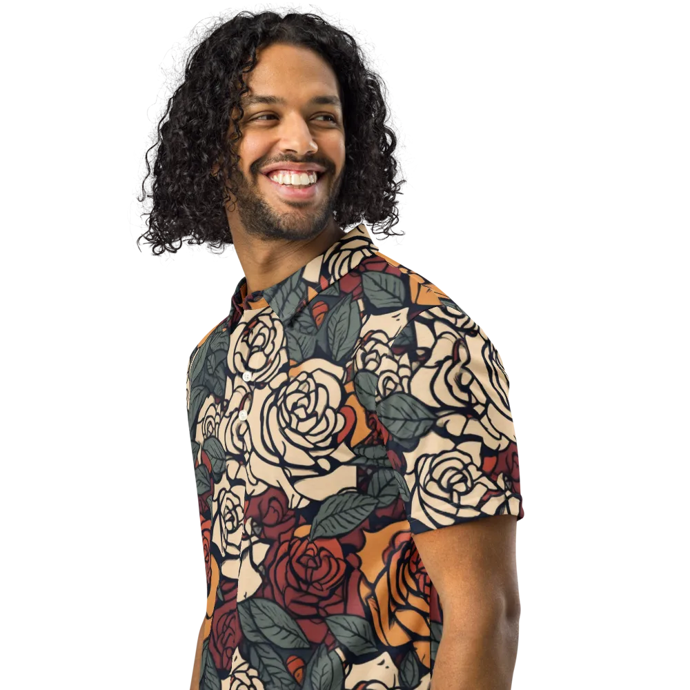 Nightshade Roses on Men's Slim Fit Polo Shirt — Left Front