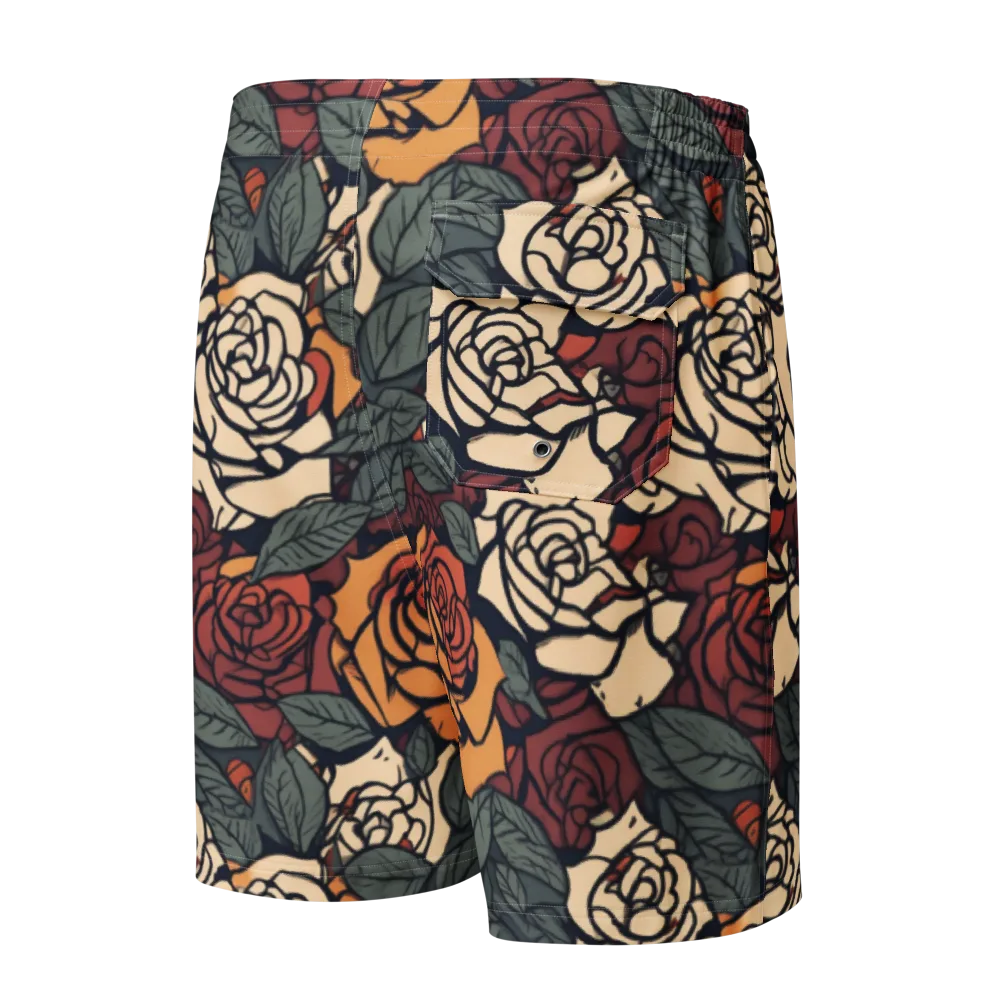 Nightshade Roses on Men's Board Shorts — Back