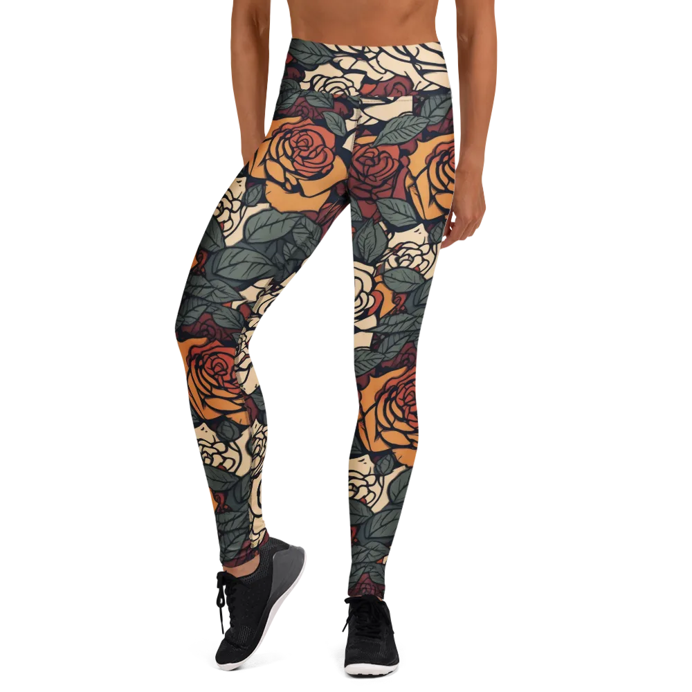 Nightshade Roses on Yoga Leggings — Front