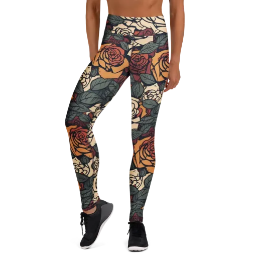 Nightshade Roses on a Yoga Leggings