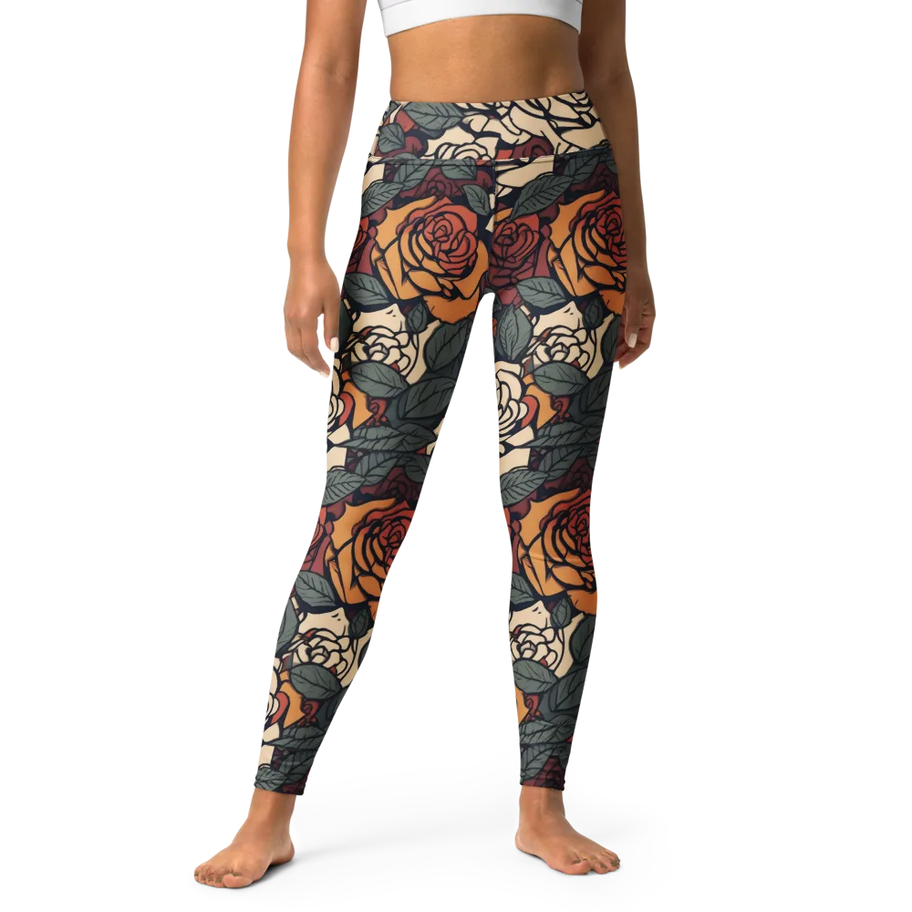 Nightshade Roses on Yoga Leggings — Front