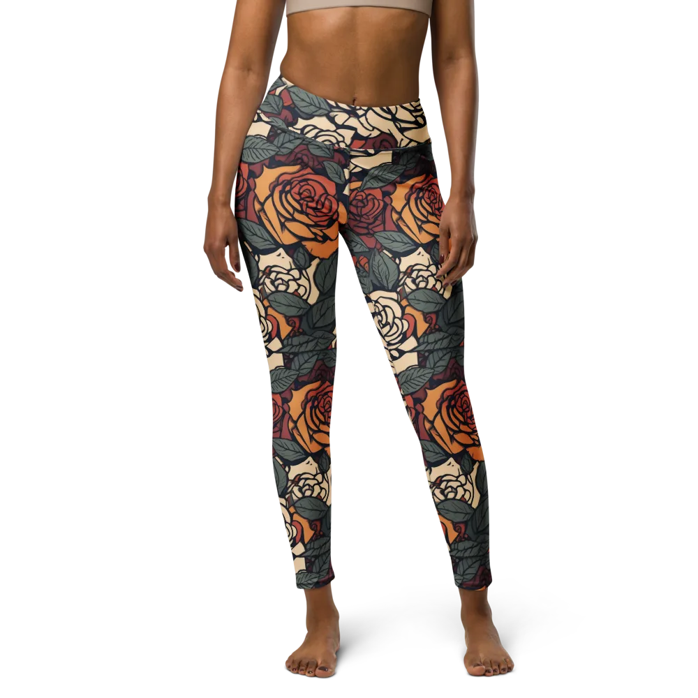 Nightshade Roses on Yoga Leggings — Front