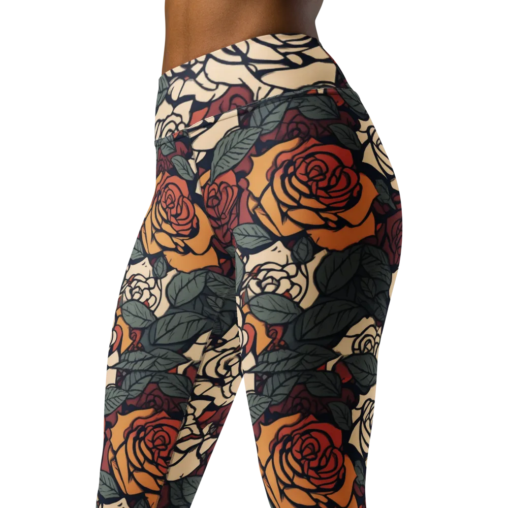 Nightshade Roses on Yoga Leggings — Left Front