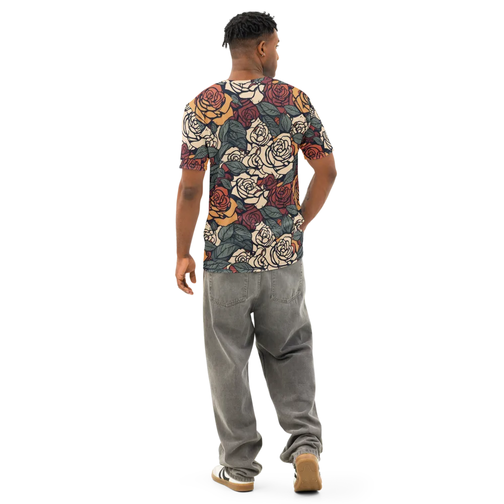 Nightshade Roses on Men's Cotton Crew Neck T-Shirt — Back