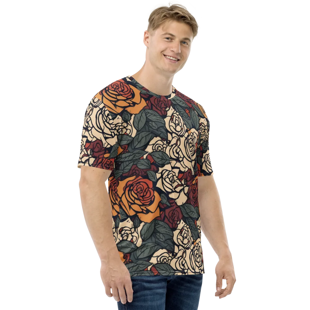 Nightshade Roses on Men's Crew Neck T-Shirt — Right