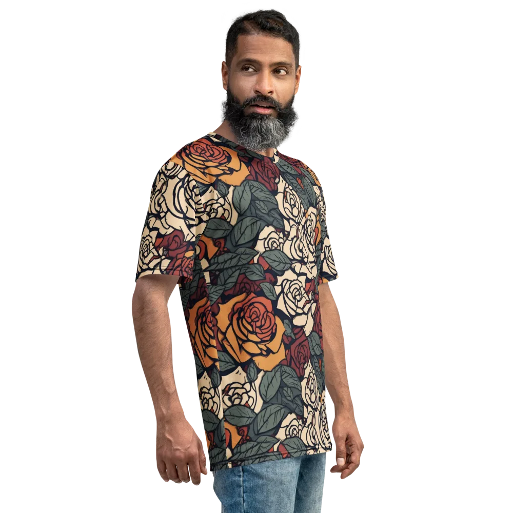 Nightshade Roses on Men's Crew Neck T-Shirt — Right