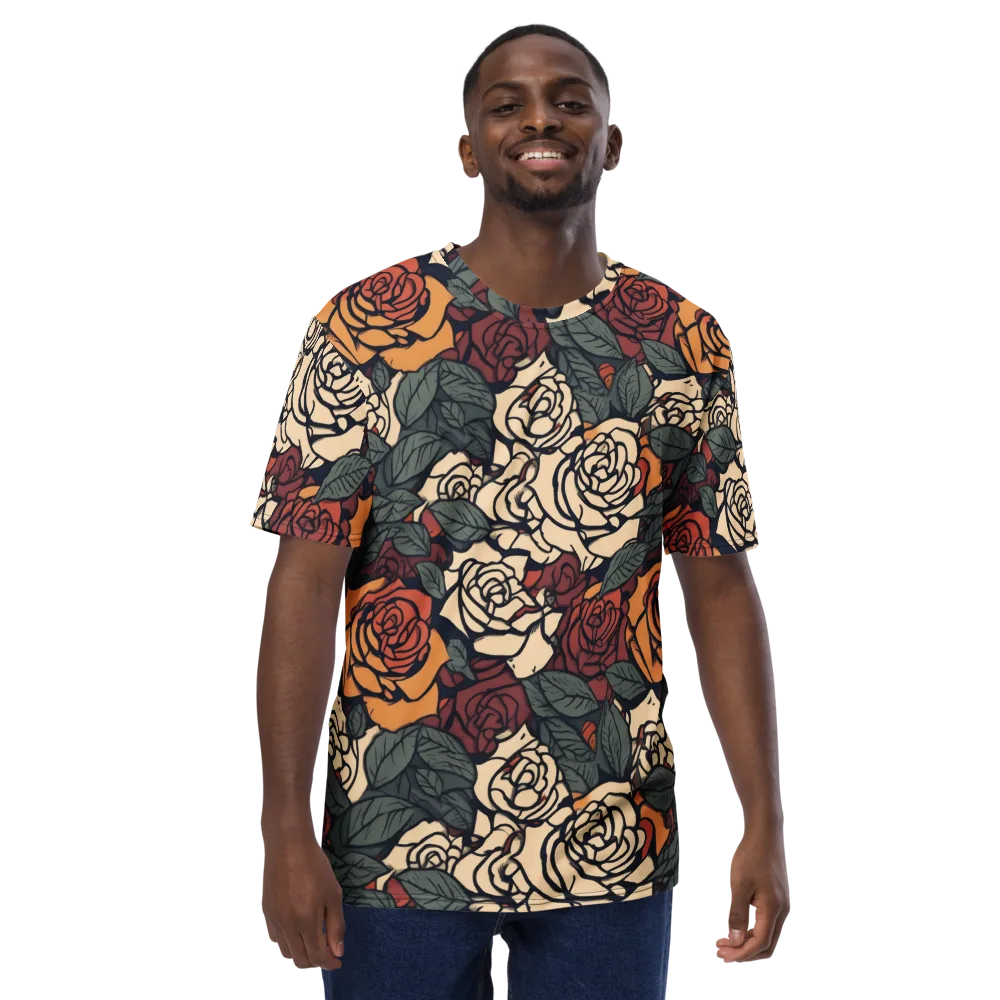 Nightshade Roses on Men's Crew Neck T-Shirt — Front