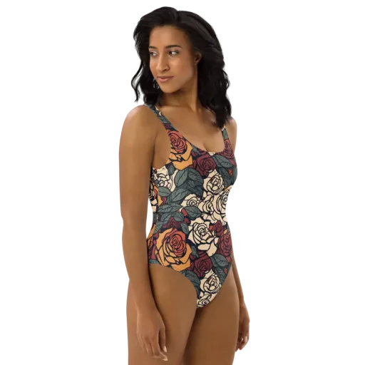 Nightshade Roses on a One-Piece Swimsuit