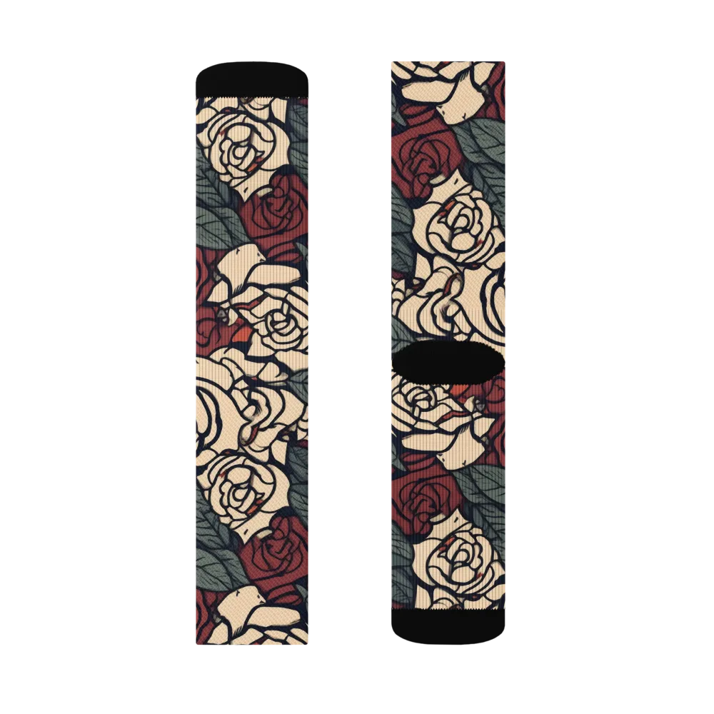 Nightshade Roses on Socks — Left Sock
