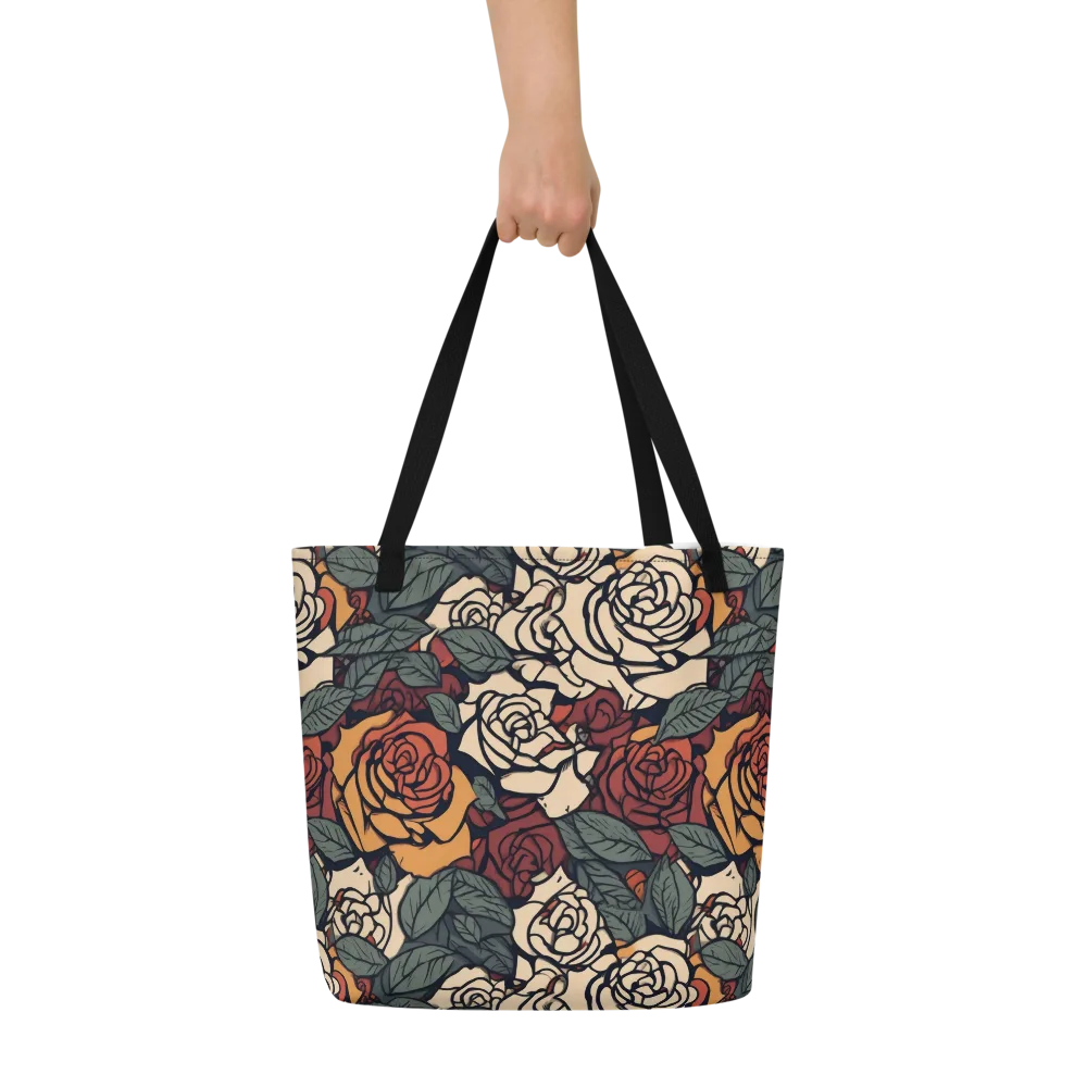 Nightshade Roses on Large Tote Bag W/ Pocket — Front