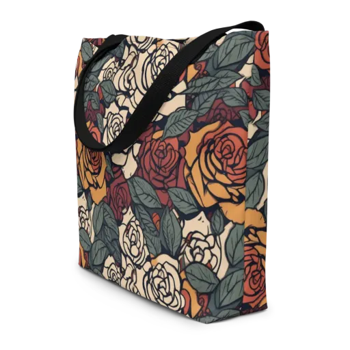 Nightshade Roses on a Large Tote Bag W/ Pocket