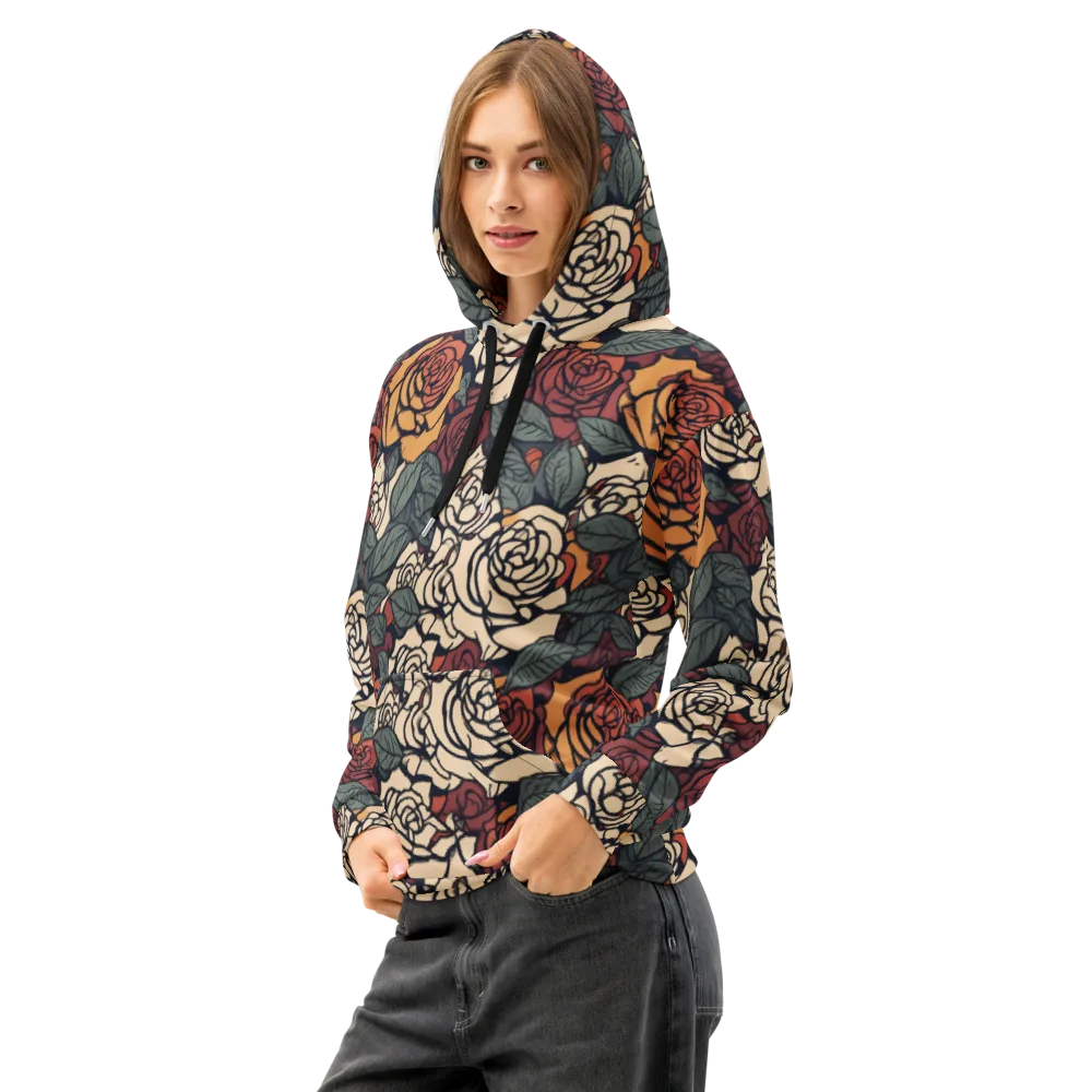 Nightshade Roses on Cotton Hoodie — Left Front