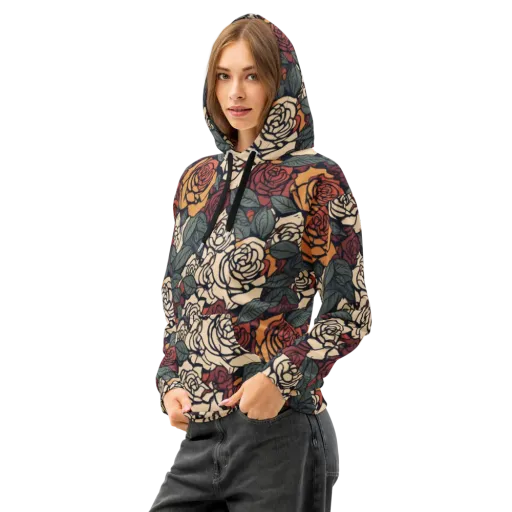 Nightshade Roses on a Cotton Hoodie