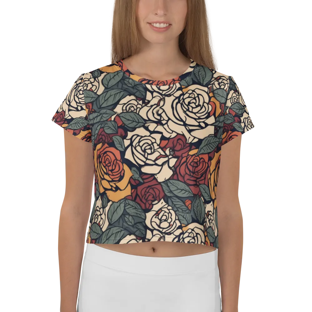 Nightshade Roses on Crop Tee — Front