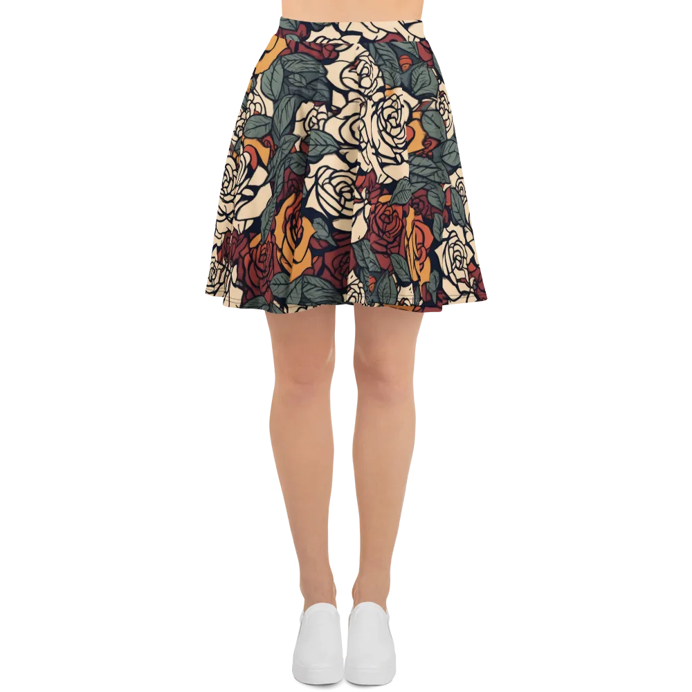 Nightshade Roses on Skater Skirt — Front