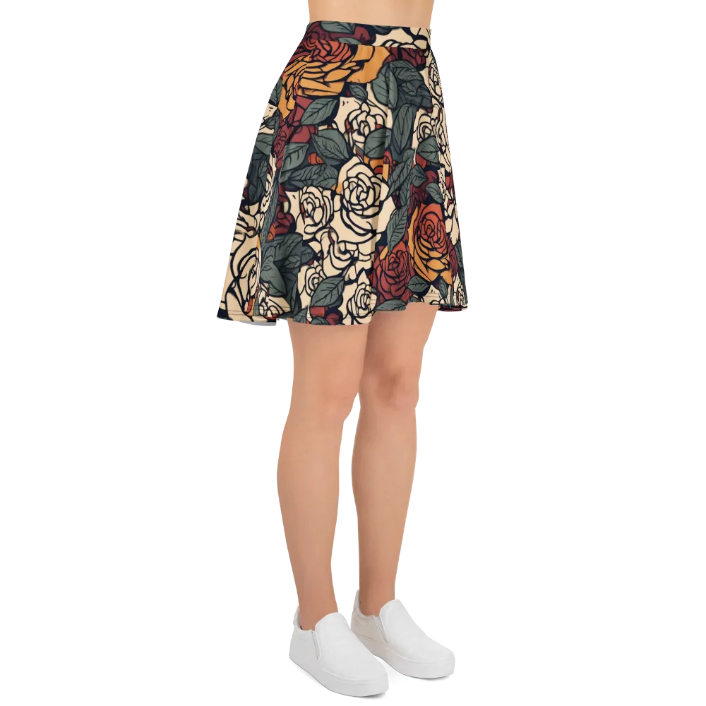 Nightshade Roses on Skater Skirt — Right