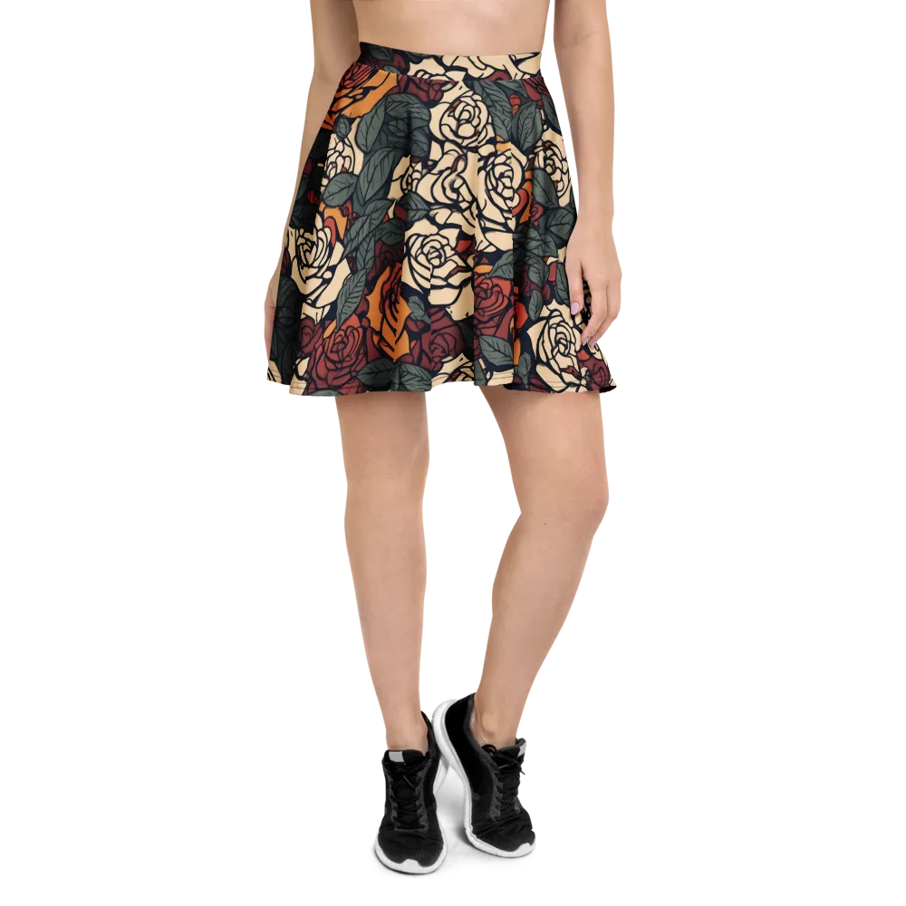 Nightshade Roses on Skater Skirt — Front
