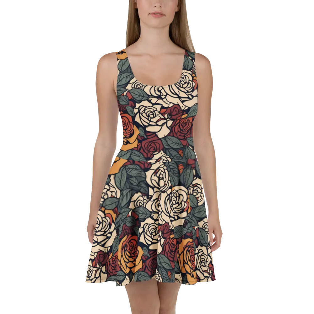 Nightshade Roses on Skater Dress — Front