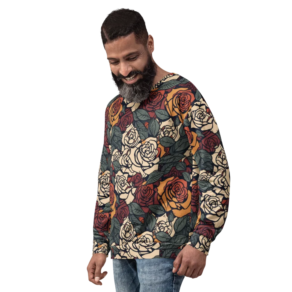 Nightshade Roses on Sweatshirt — Left Front
