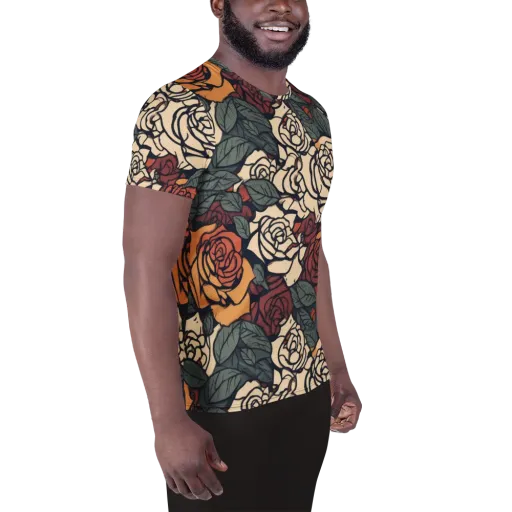 Nightshade Roses on a Men's Athletic T-Shirt