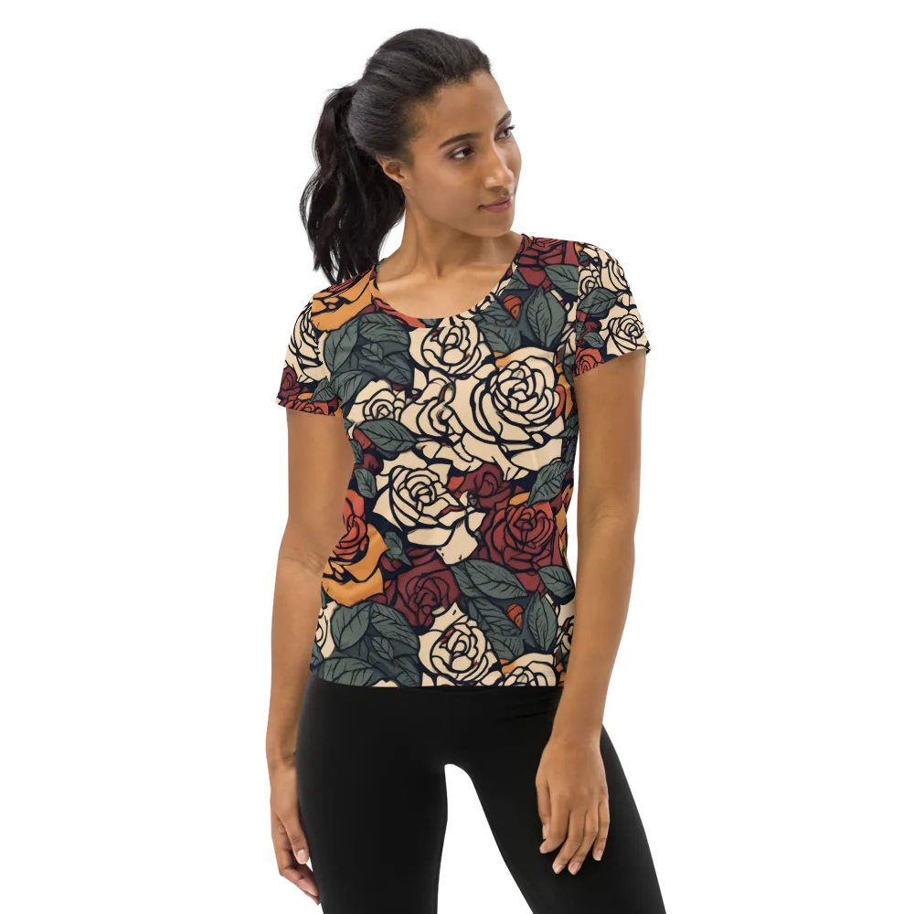 Nightshade Roses on Women's Athletic T-Shirt — Front
