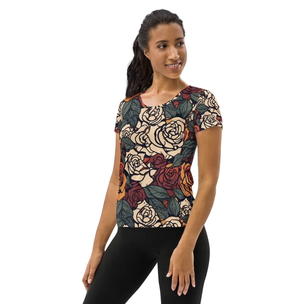 Nightshade Roses on Women's Athletic T-Shirt — Left