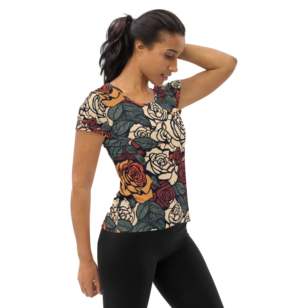 Nightshade Roses on Women's Athletic T-Shirt — Right