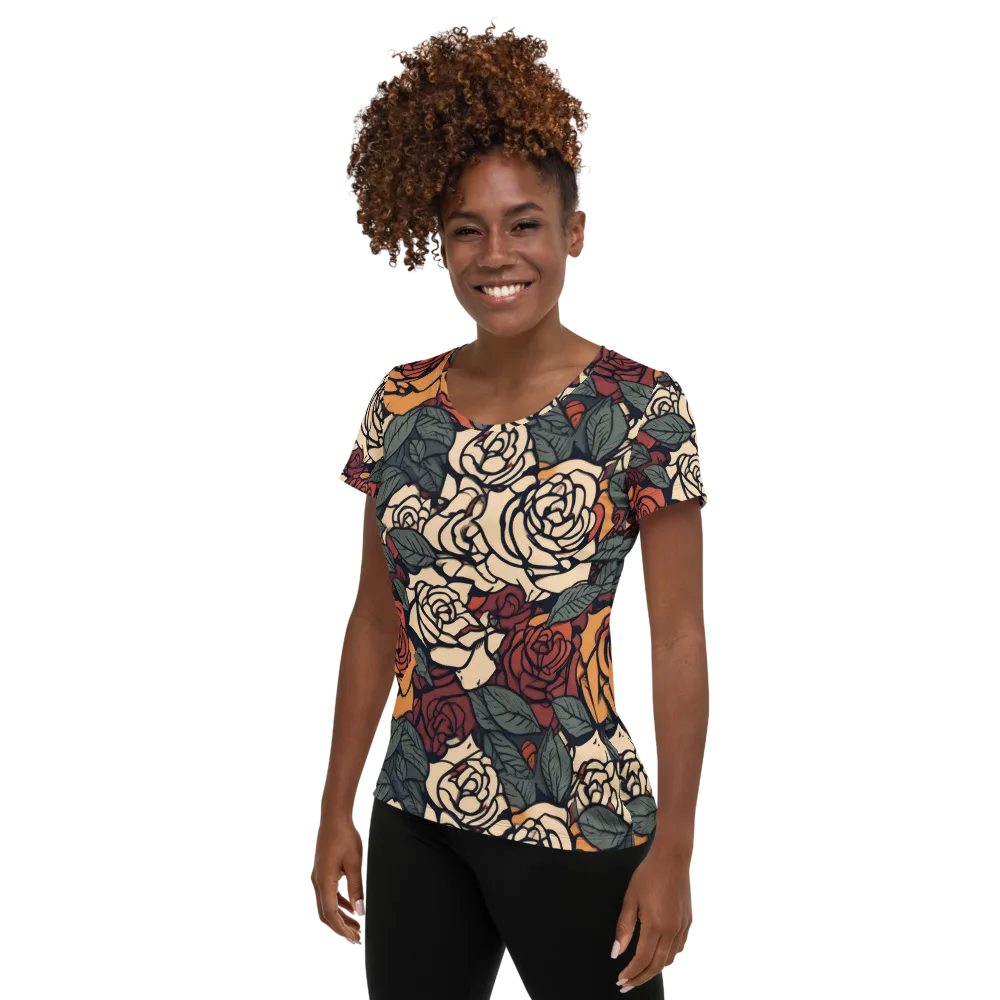 Nightshade Roses on Women's Athletic T-Shirt — Left